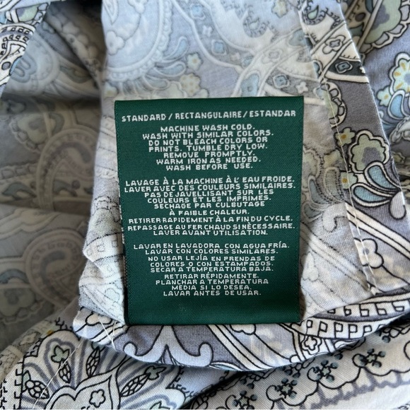 Lauren Ralph Lauren Gray/Blue Paisley Flanged Sham Set Standard Size GUC - Picture 6 of 6